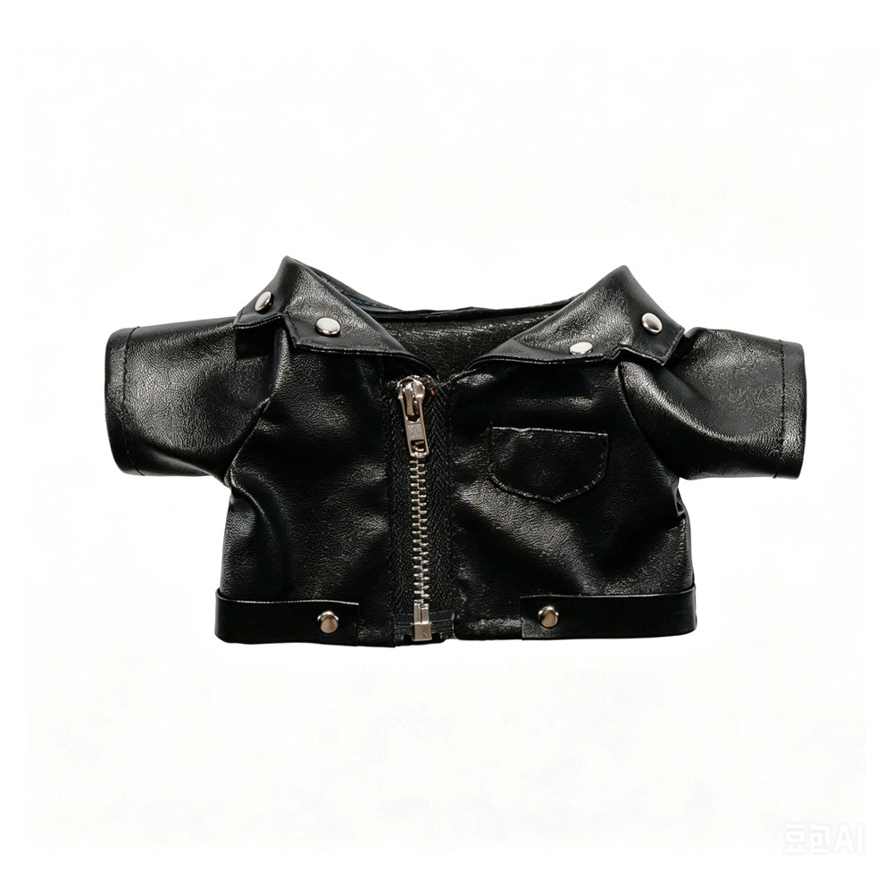 Plush Outfit - Black Leather Jacket