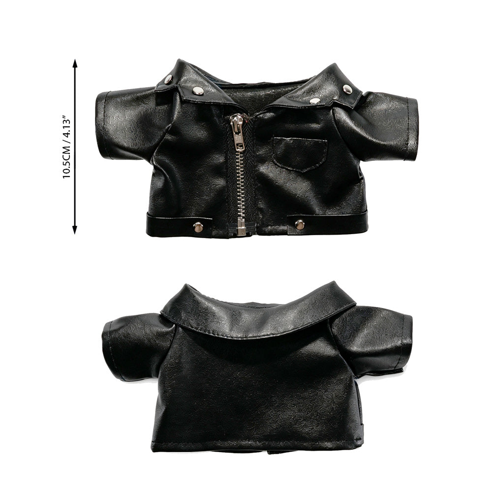 Plush Outfit - Black Leather Jacket
