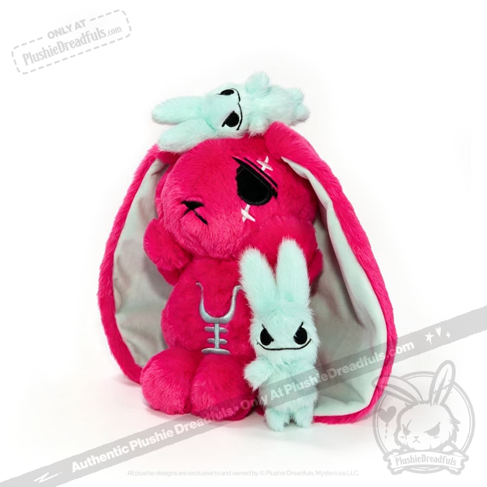 Anxiety Rabbit Hot Pink and Mint Limited Edition - Plush Stuffed Animal - plush
