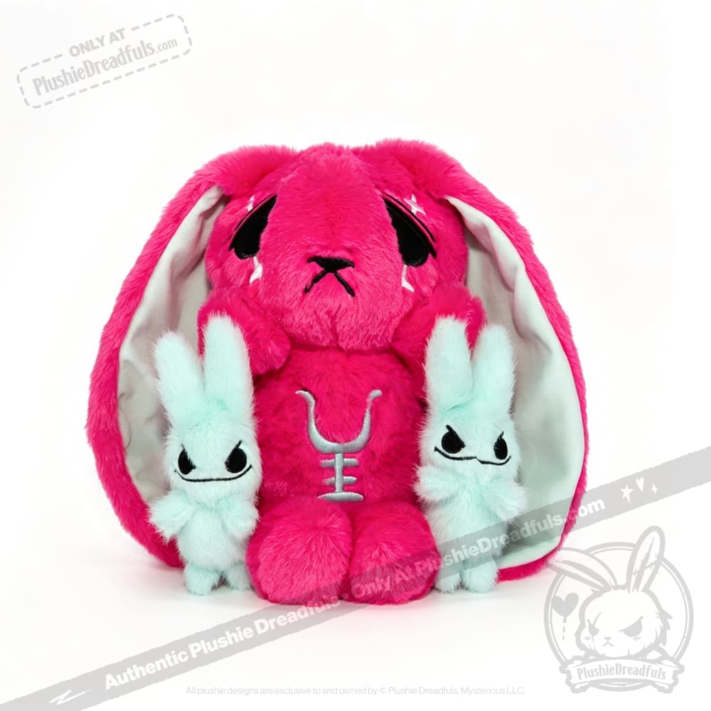 Anxiety Rabbit Hot Pink and Mint Limited Edition - Plush Stuffed Animal - plush