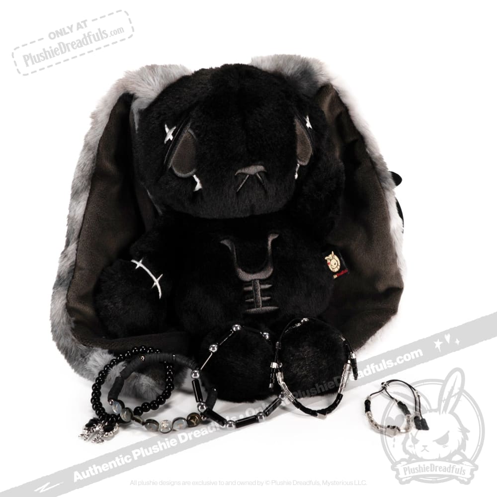 Plushie Dreadfuls -Black Anxiety Rabbit Stacking Friendship Bracelet