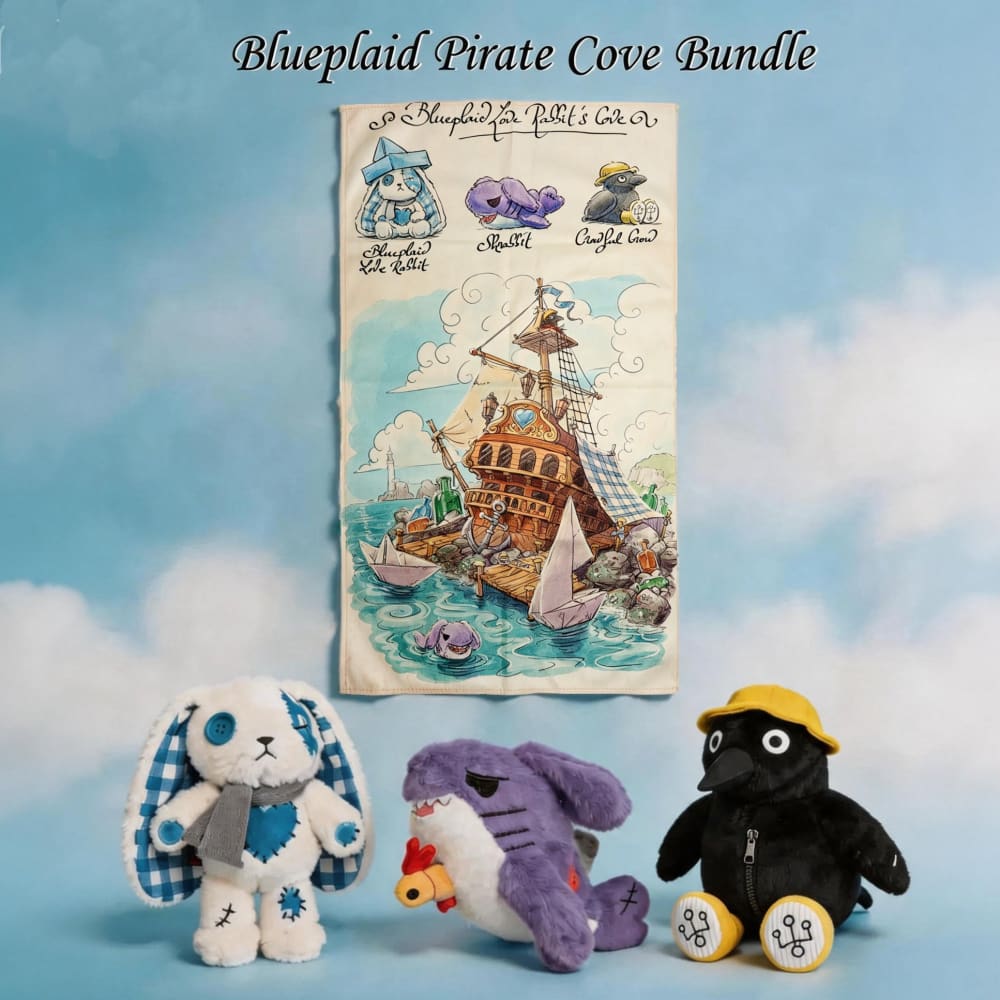 Plushie Dreadfuls - Blueplaid Pirate Cove Bundle - Plush Stuffed Animal - plush