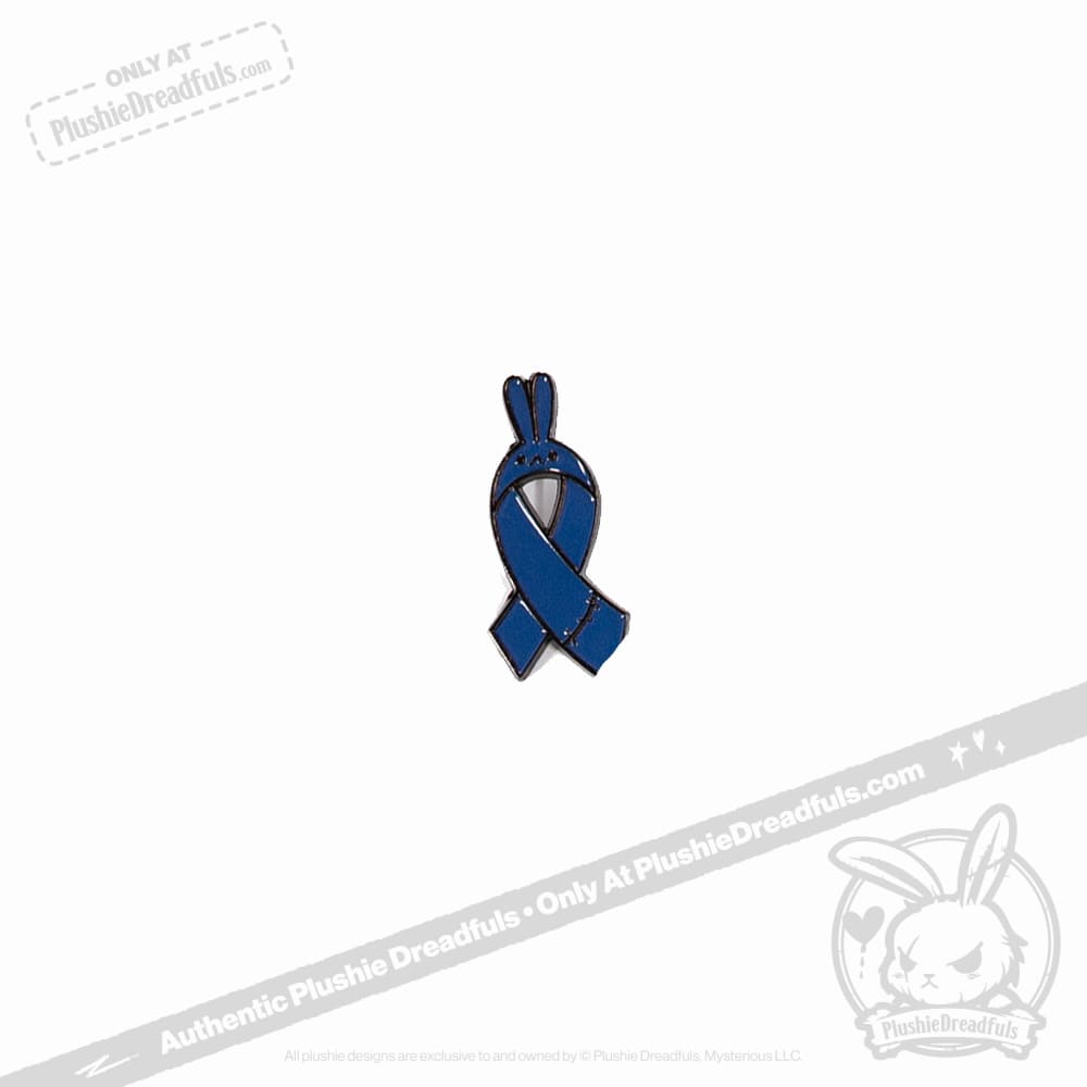 Plushie Dreadfuls - Bunny Awareness Ribbon Enamel Pin Navy Blue Pin