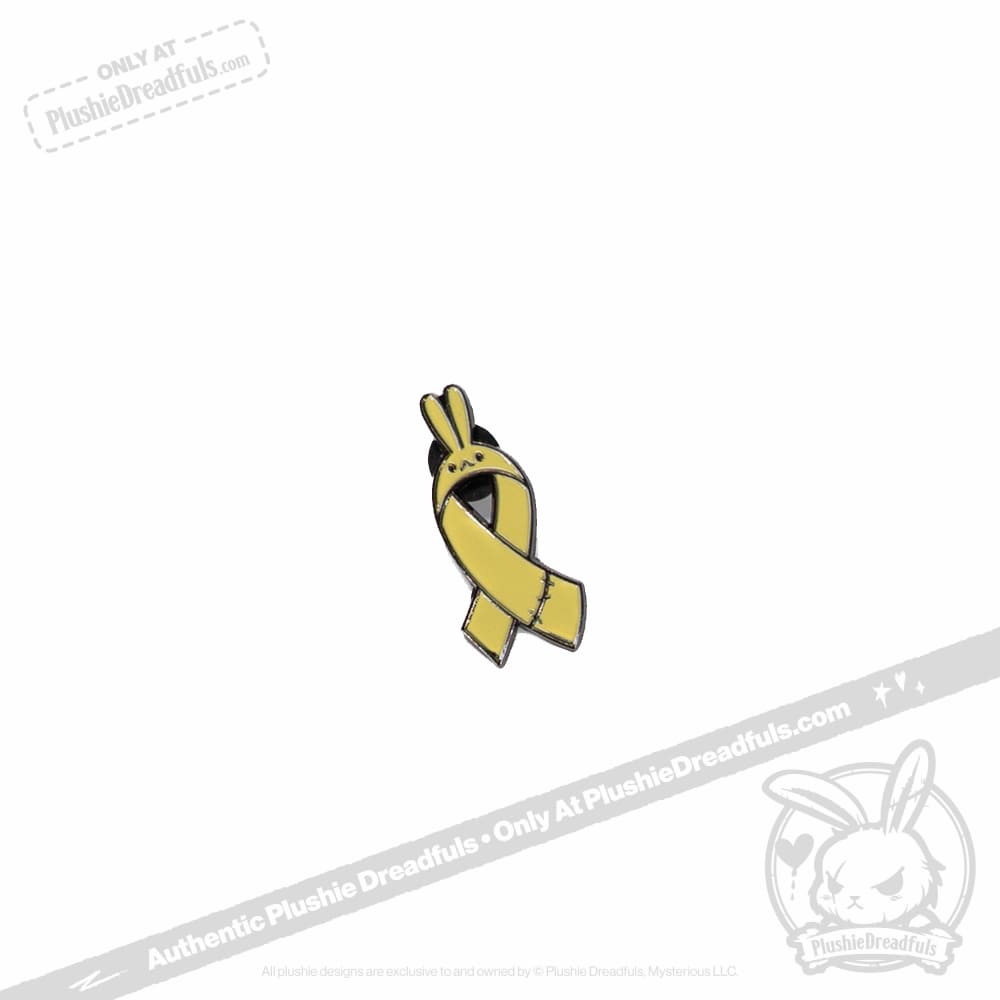 Plushie Dreadfuls - Bunny Awareness Ribbon Enamel Pin Yellow Pin