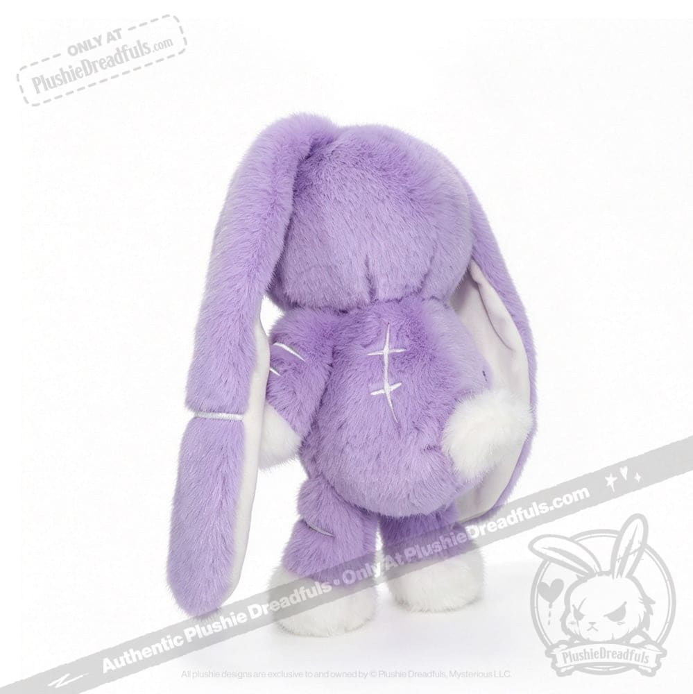 Plush purple bunny with long ears and X marks, featuring a semicolon symbol for depression awareness. LIMITED EDITION.