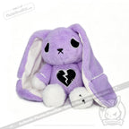 LIMITED EDITION purple plush bunny with droopy ears, semicolon symbol, and a broken heart—supports depression awareness.