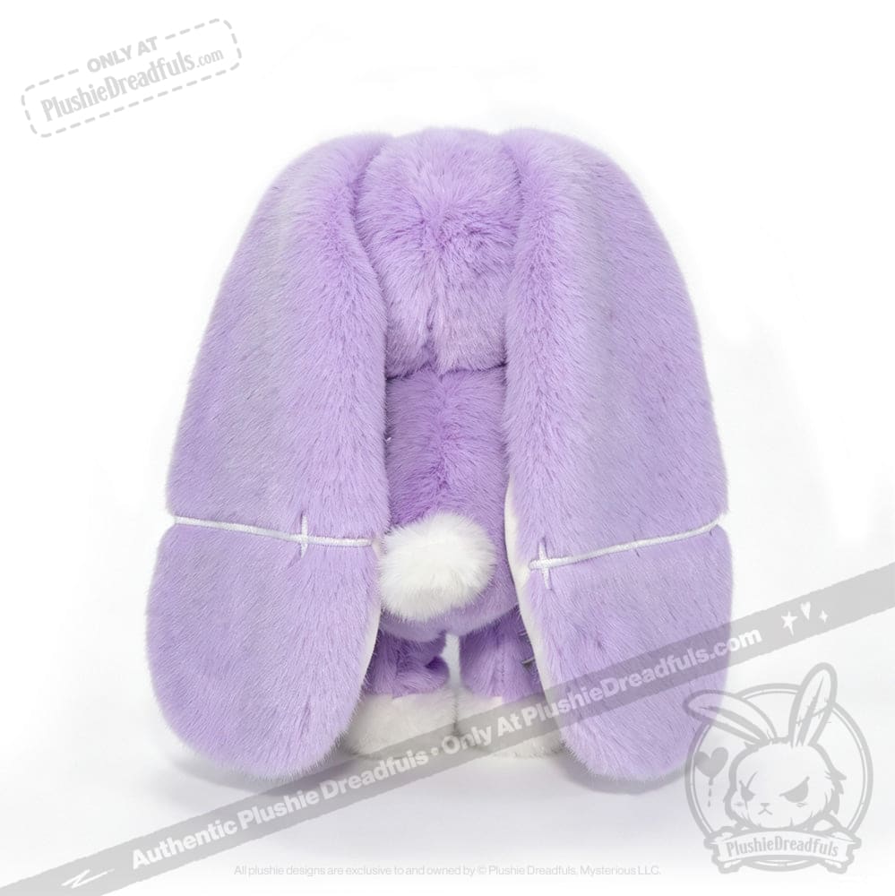 Plush lavender bunny with long floppy ears; LIMITED EDITION for depression awareness, facing away.