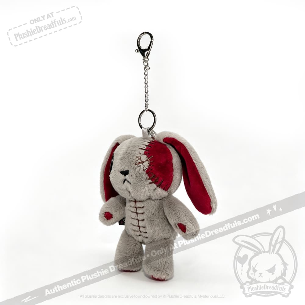 Distressed White Rabbit Plush Keychain Accessory - Keychain