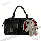 Distressed White Rabbit Plush Keychain Accessory - Keychain
