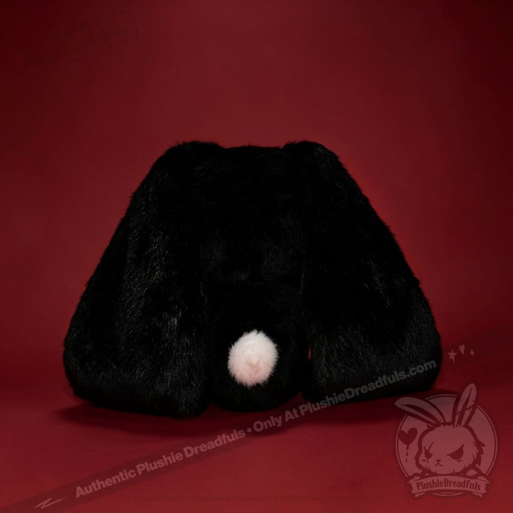 Autographed Emily the Strange and Plushie Dreadful Rabbit collaboration collector set with a black and red goth bunny plush toy, an I Love Cats canvas tote bag, ink pen, coin purse, and signed card by American McGee and Rob Reger.