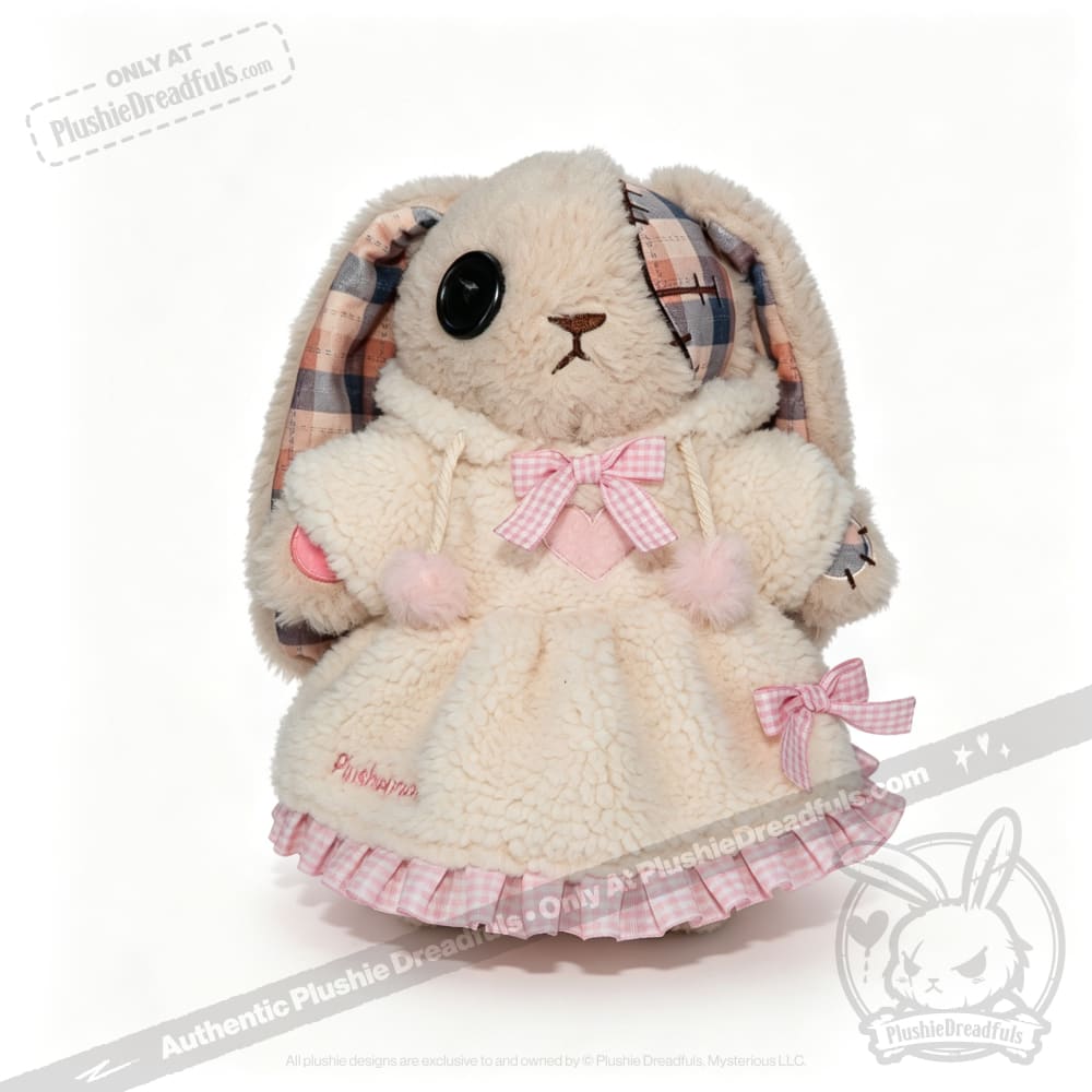 Plushie Dreadfuls Fuzzy White Chocolate Gingham Hoodie Dress - accessory