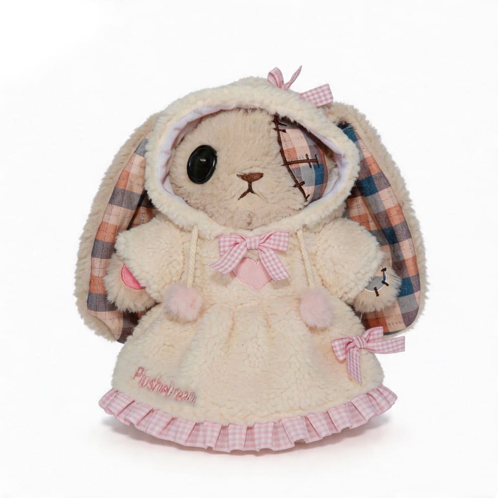 Plushie Dreadfuls Fuzzy White Chocolate Gingham Hoodie Dress - accessory