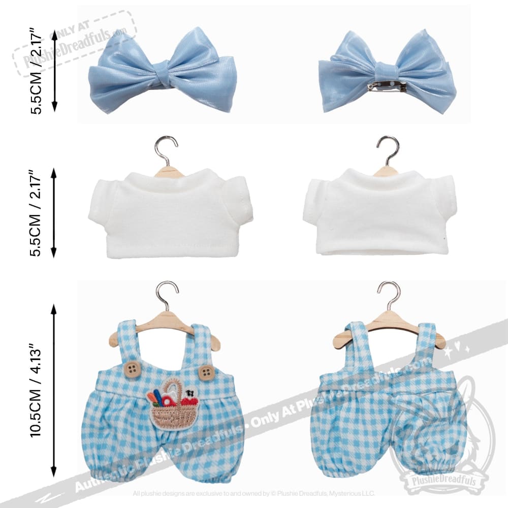 Mini Plush Outfit - Blue Bow Gingham Outfit accessory