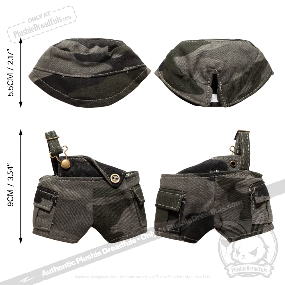 Mini Plush Outfit Camo off the Shoulder Overalls accessory