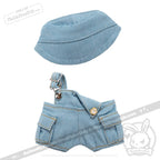 Mini Plush Outfit Light Denim off the Shoulder Overalls accessory