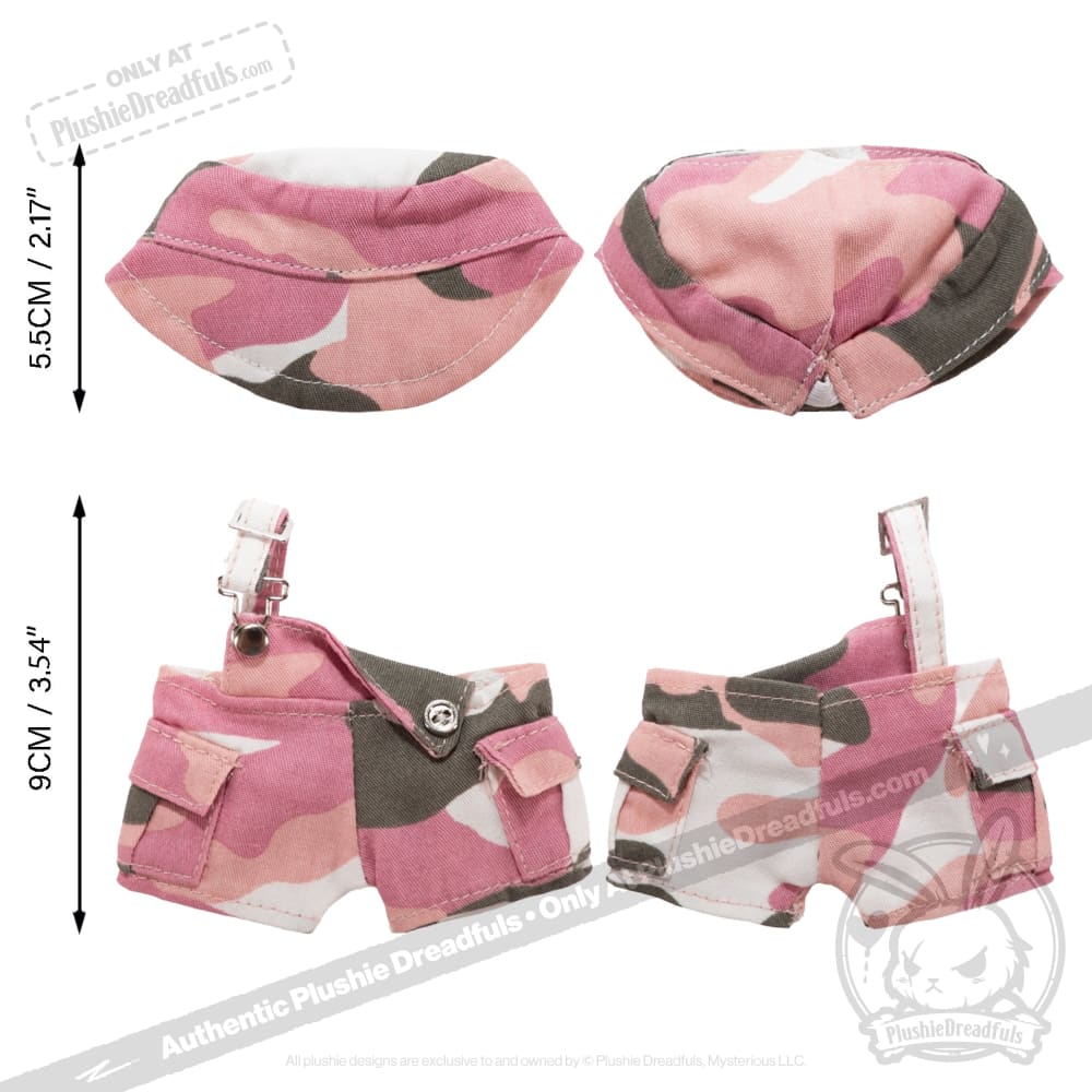 Mini Plush Outfit Pink Camo off the Shoulder Overalls accessory