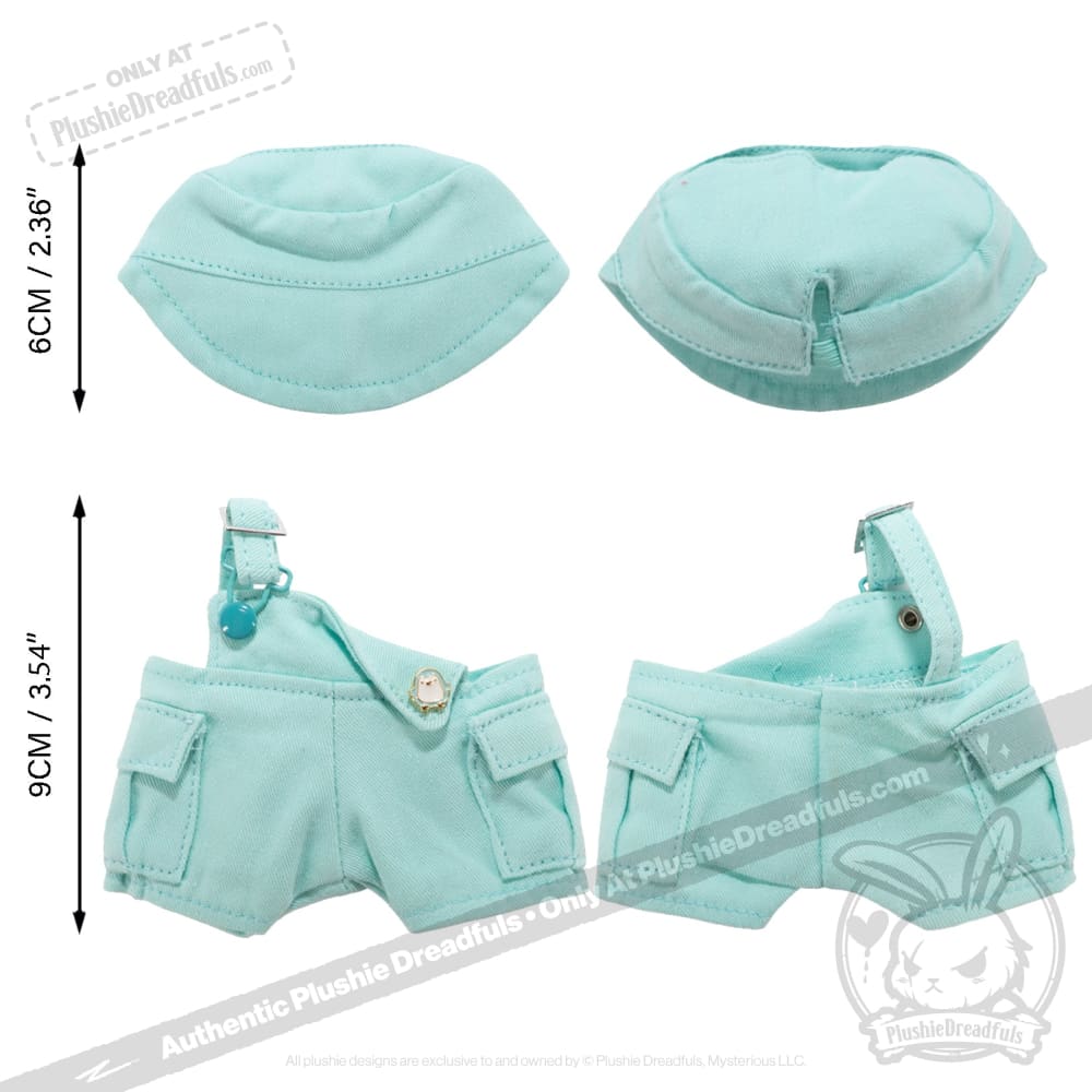 Mini Plush Outfit Teal off the Shoulder Overalls accessory