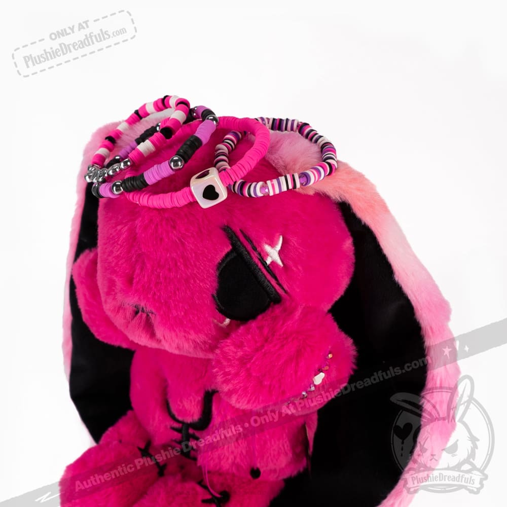 Plushie Dreadfuls -Pink Anxiety Rabbit Stacking Friendship Bracelet