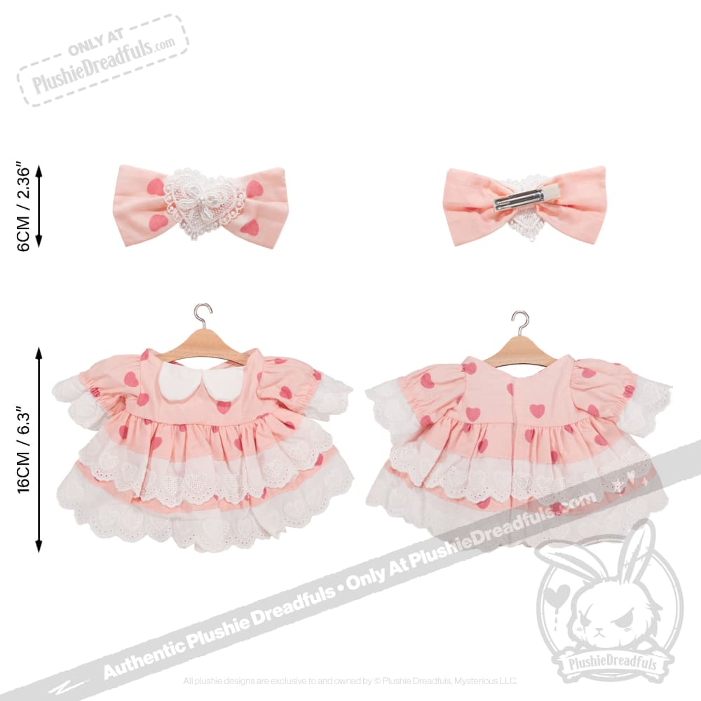 Plush Outfit - Pink Polka Dot Ruffle Dress Outfit - accessory