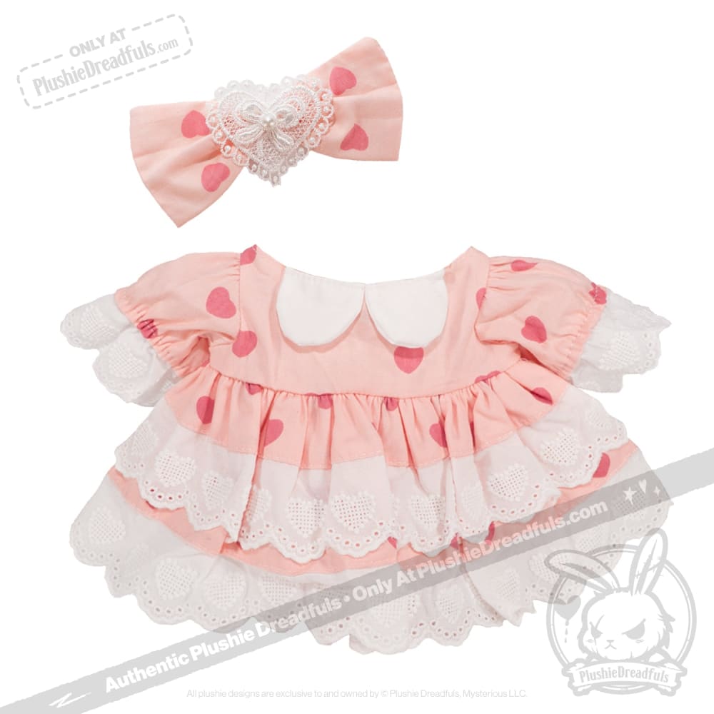 Plush Outfit - Pink Polka Dot Ruffle Dress Outfit - accessory