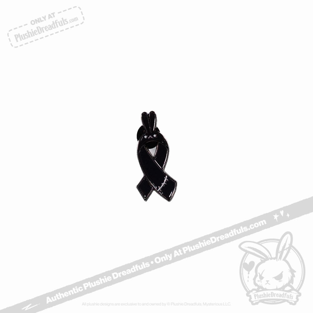 Plushie Dreadfuls - Bunny Awareness Ribbon Enamel Pin Black Pin