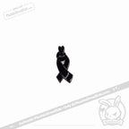 Plushie Dreadfuls - Bunny Awareness Ribbon Enamel Pin Black Pin