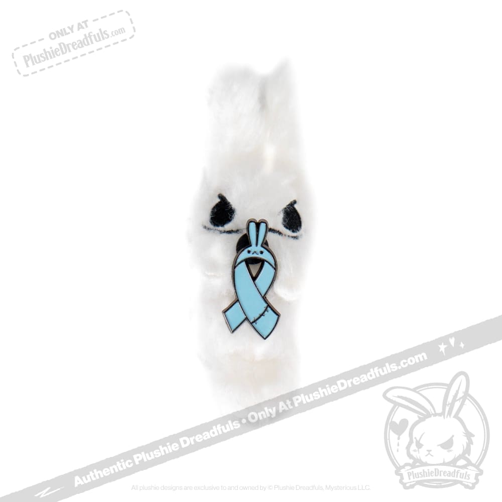Plushie Dreadfuls - Bunny Awareness Ribbon Enamel Pin Light Blue Pin
