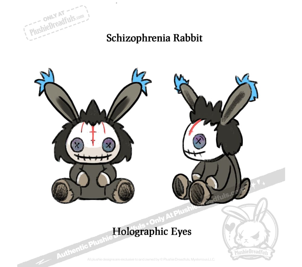 Plushie Dreadfuls - Schizophrenia Rabbit - Plush Stuffed Animal - Mysterious