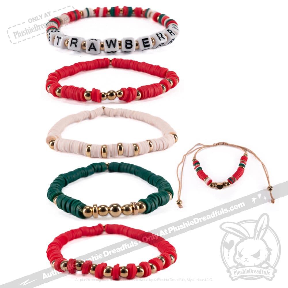 Plushie Dreadfuls - Strawberry Rabbit Stacking Bracelet Set
