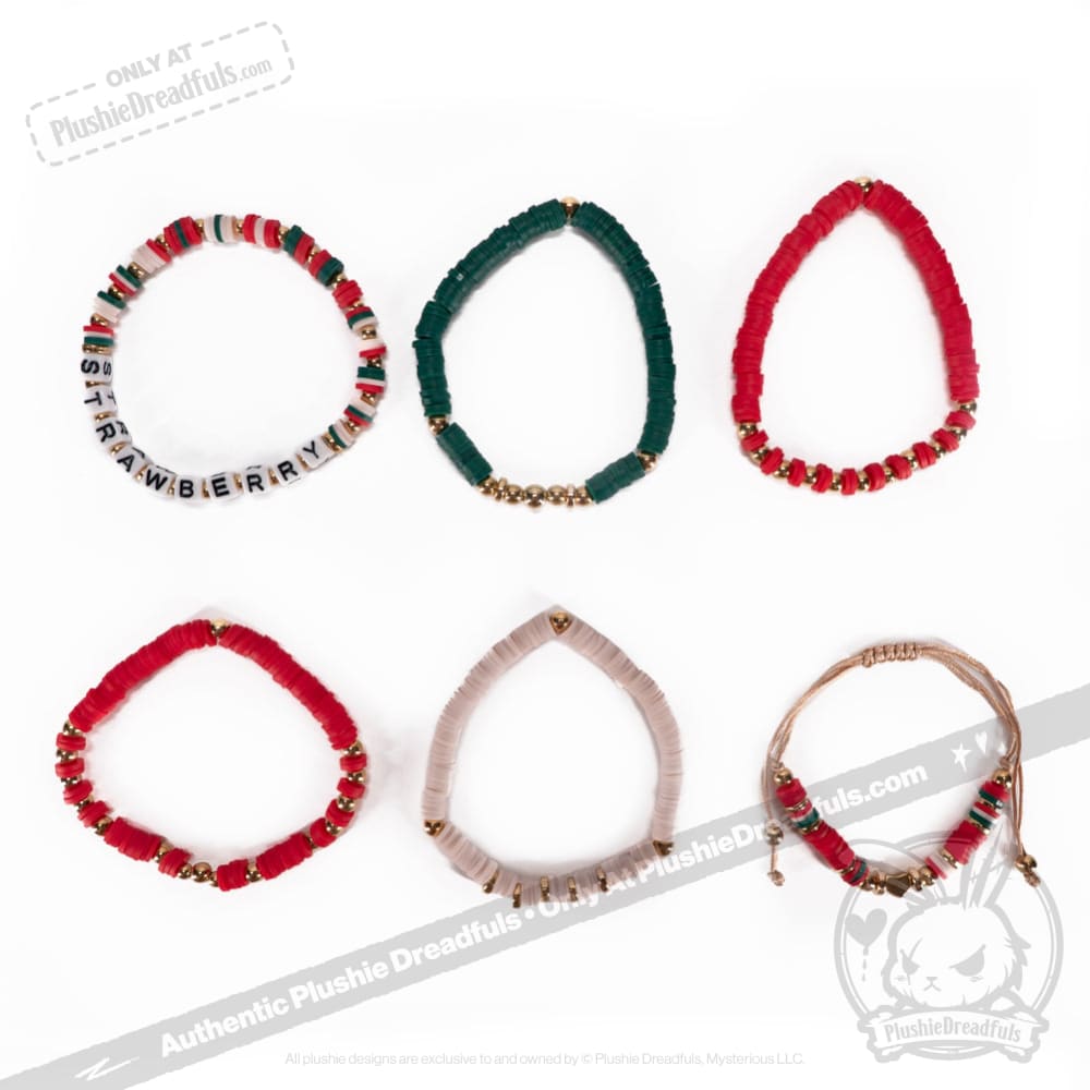 Plushie Dreadfuls - Strawberry Rabbit Stacking Bracelet Set