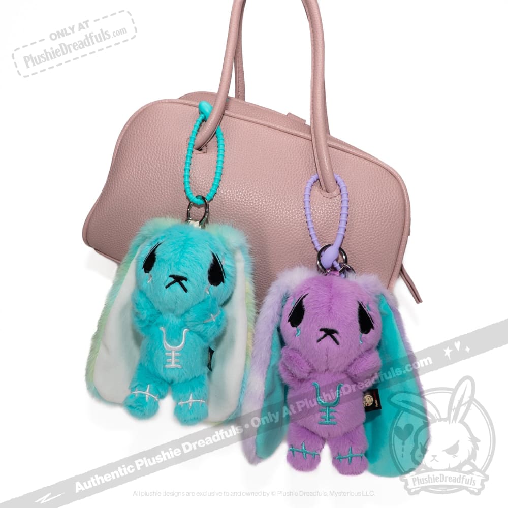 Plushie Dreadfuls -Purple Teal Anxiety Rabbit Plush Keychain Accessory Keychain