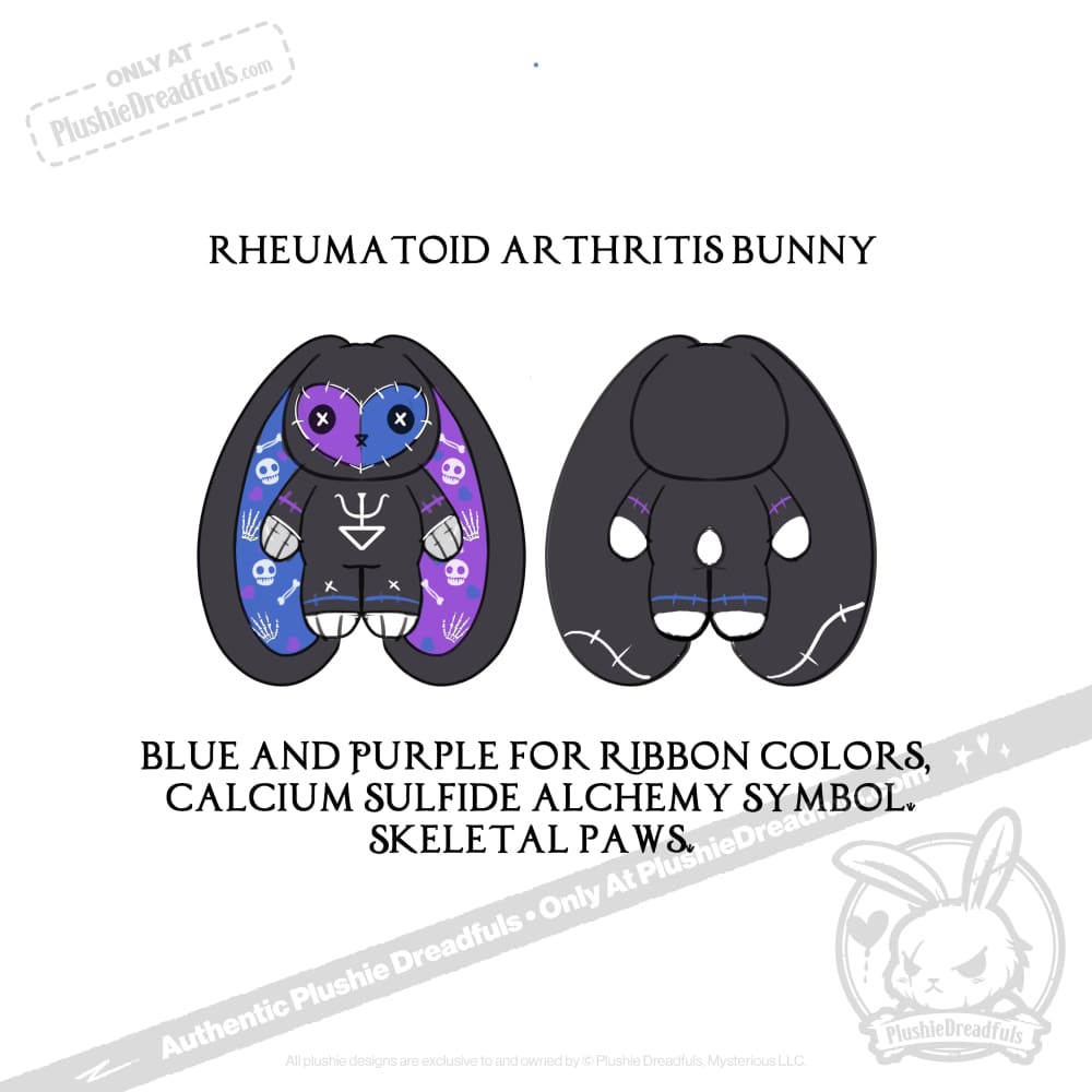 Plushie Dreadfuls - Rheumatoid Arthritis Rabbit - Plush Stuffed Animal - Mysterious