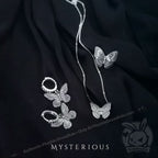 Royal Blue Butterflies Silver Jewelry and Tapestry Set - Mysterious