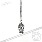 Silver Patchwork Lop Bunny Necklace - Mysterious