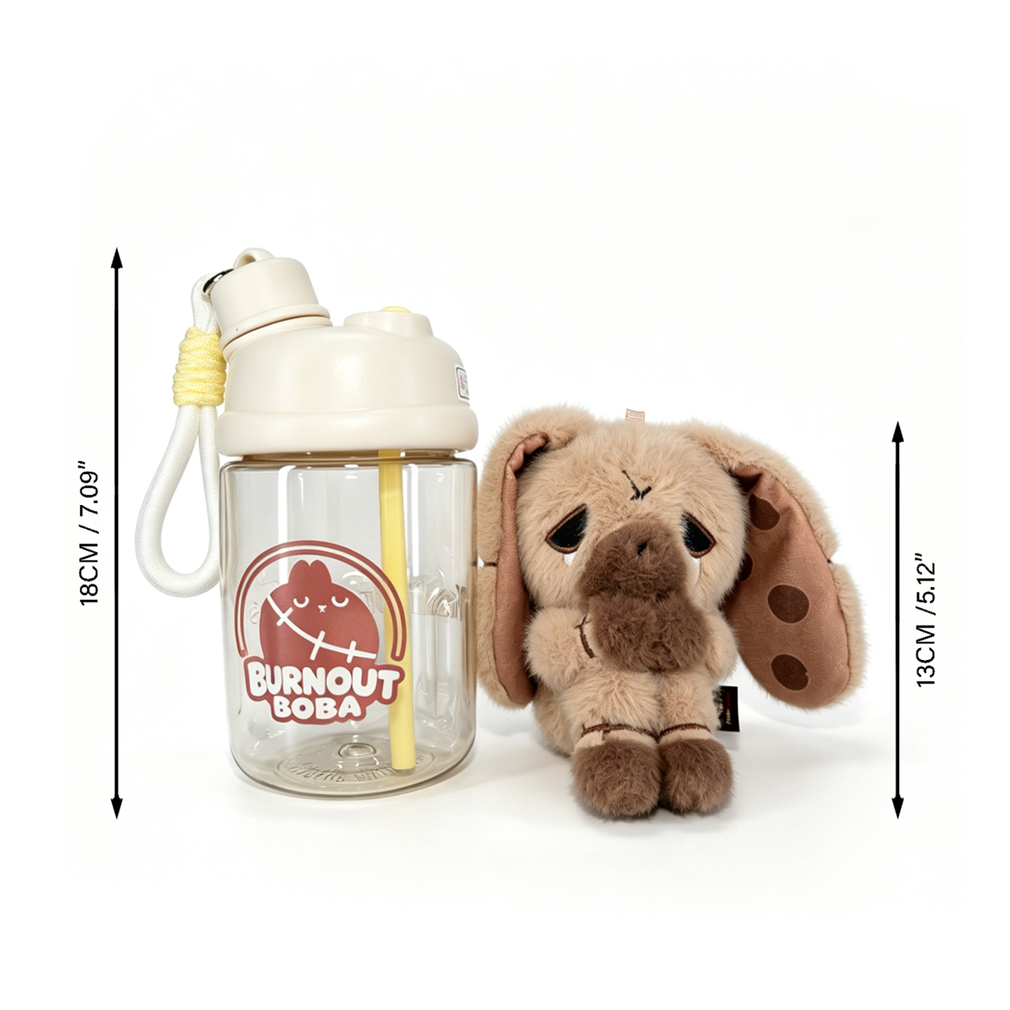 Plushie Dreadfuls  - Burnout Brown Sugar Boba Bunny in Cup - Plush and Cup Collector Set