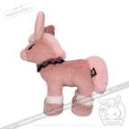 Pink plush unicorn toy with white accents and a heart patch, available now at plushiedreadfuls.com.